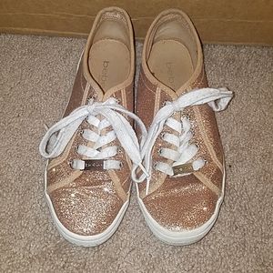 Bebe Sport Pink/Rose Gold Glitter Shoes Size 7.5